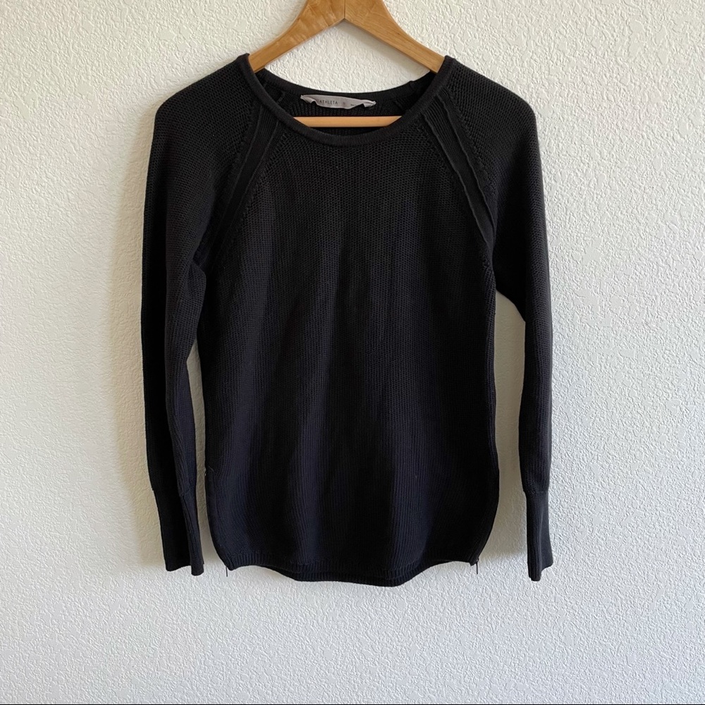 Athleta Varsity Side Zip Crewneck Sweater Medium